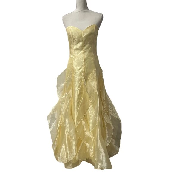Jessica McClintock Gunne Sax Fairy-Tale Strapless Yellow Gown Prom Ball Formal 8 - Picture 3 of 10